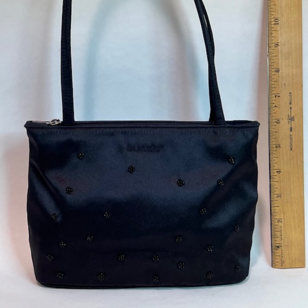 Guess Black Satin with Bead Work Evening bag
